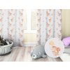 Biante Detský bavlnený záves Sandra SA-643 Veveričky s kvietkami na bielom 150x160 cm