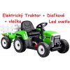 JOKO Elektrický traktor s vlečkou na drevo BLOW, penové kolesá, kožené sedadlo, Led svetlá, USB, MP3, zelený
