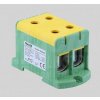 Tracon Dvojitá rozvodná odbočná svorkovnica na DIN lištu 2x35-150mm² žlto-zelená FLEAL-150/2ZS