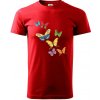 Farebné motýle - Klasické pánske tričko vyššej gramáže - XL ( Červená )