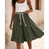 Fashionweek Dámske viskózové culotte šortky s opaskom v boho štýle K2099 Farba: Khaki, Veľkosť: Universal