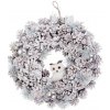 Veniec MagicHome Vianoce, prírodný, krémový, závesný, so sovičkou, 40 cm