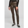 Ladies Mid Waist Synthetic Leather Pants - brown 26