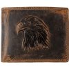 HL Luxusná kožená peňaženka 3D orol - hnedá