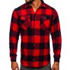 Czarno-czerwona koszula męska flanelowa z długim rękawem Denley 20723