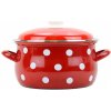 BELIS Smaltovaný hrniec s pokrievkou ø 16 cm – 2 l – BODKA červená - 51216-534DACD5