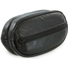 Kľúčenka Čierna kožená s dvoma veľkými vreckami na zips Megan