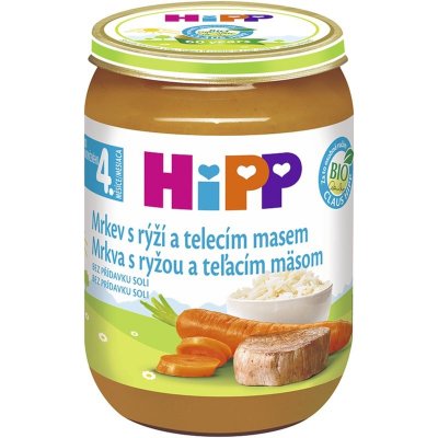 Hipp BIO mrkva s ryžou a teľacím mäsom detský príkrm 190 g