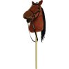 Hnedý kôň na tyči 73 cm, s čiernym batohom, so zvukom koňa