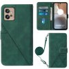 Peňaženkové kožené puzdro CROSSBODY na Motorola Moto G32 - Tmavozelená