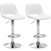 Sada 2 barových stoličiek Camden z umelej kože chróm, biela