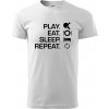 Stolný tenis - eat sleep - Klasické pánske tričko vyššej gramáže - 4XL ( Biela )