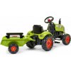 Falk Šliapací traktor 2041C Claas Arion s vlečkou a otváracou kapotou