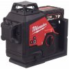 MILWAUKEE M12 3PL-401C krížový laser, 3 lúče, 12V/4Ah, ZELENÝ, dosah 38m/100m s detektorom 4933478102