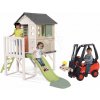 Set domček na pilieroch a vysokozdvižný vozík House On Stilts Life Smoby rozšíriteľný s 1,5 m šmykľavkou s vodotryskom