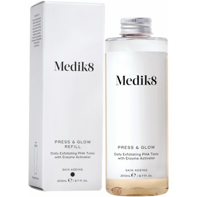 Medik8 Press & Glow Exfoliačné PHA tonikum s enzýmovým aktivátorom náhradná náplň 200 ml