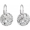 Evolution Group strieborné náušnice visiace s kryštálmi Swarovski biele okrúhle 31176.1