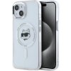 Karl Lagerfeld IML MagSafe kryt na iPhone 15 (KLHMP15SHLSCHH) - biela kovová Choupette hlava KF2343578