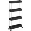 Dobse Mobilný regál so 4 policami a kolieskami, čierna – KSC008B01