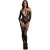 Le Désir Criss Cross Neck Bodystocking Black