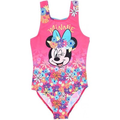 SunCity · Dievčenské jednodielne kvetované plavky Minnie Mouse Ružová