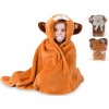 Detská deka zvieratko s kapucňou 100x75cm 3druhy - medveď