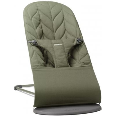 Babybjörn Babybjorn ležadlo Bliss Dark green Woven Petal , tm.šedá konštrukcia