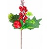 Vetvička MagicHome Vianoce, s bobuľkami a jabĺčkom, 21 cm