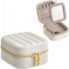 Malá cestovná šperkovnica so zrkadlom a priehradkami, biela