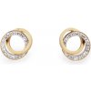 Náušnice z nerezovej ocele krúžky s brúsenými kamienkami zlatá 1pár