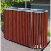 Odpadkový kôš vonkajší drevený na triedenie odpadu, 3 x 50 litrov, teak