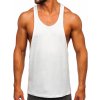 Biele pánske tank top tielko boxerského strihu bez potlače Bolf 1245