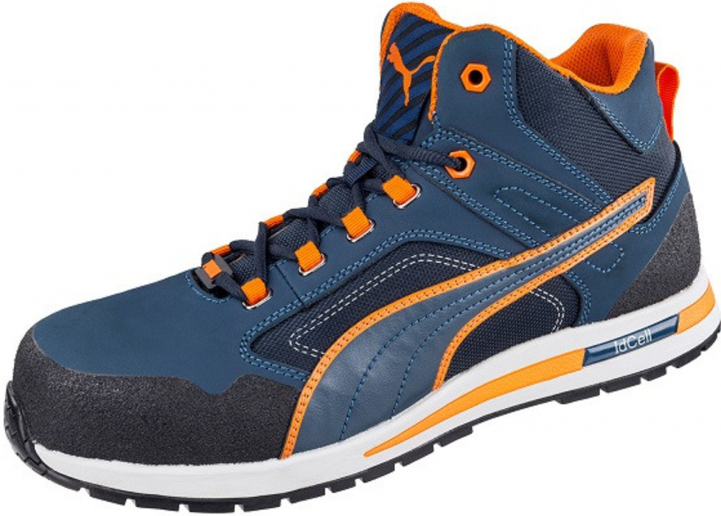 PUMA Crosstwist Mid S3 bezpečnostná obuv modrá, oranžová