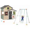 Set domček Priateľov s plnými dverami a hojdačka Friends Evo Life Playhouse Smoby s kovovou konštrukciou rozšíriteľný