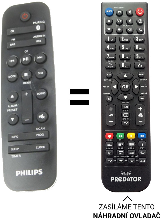 Diaľkový ovládač Predátor Philips 996580006314, BTB3370