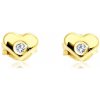Šperky eshop - Náušnice zo žltého 14K zlata - súmerné srdiečko s čírym zirkónom S1GG21.30