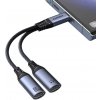 JOYROOM USB-C na audio USB-C + dátový USB-C adaptér - pre Apple iPhone / iPad - 10 cm - čierny