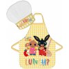 BrandMac · Detská zástera s kuchárskou čiapkou Zajačik Bing - motív Lunch? - 2 diely