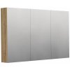 INTEDOOR Zrkadlová skriňa BEE, 3 dvere, el. zásuvka, IP44, š.120cm, dub Halifax