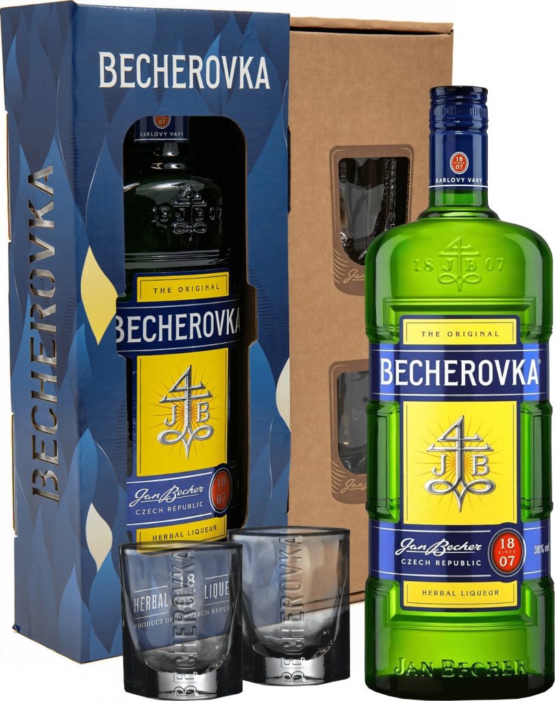 Becherovka 38% 0,7 l (dárčekové balenie 2 poháre)