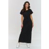 Makadamia Maxi šaty s prekrytím v páse M878 | čierna M878 - 36/38 M878