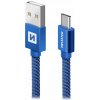 Swissten 71521308 textilný s USB-C konektorom a podporou rýchlonabíjania, modrý