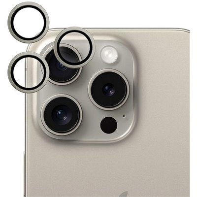 Epico hliníkové ochranné sklo na čočky fotoaparátu pro iPhone 15 Pro / 15 Pro Max - přírodní titan 81312152000001
