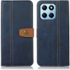 Peňaženkové kožené puzdro Stitching na Honor X8 5G/X6 - Modrá
