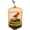 Čvirikajúci pohyblivý vtáčik v klietke na batérie