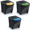 Sada 3 košov na triedenie odpadu | 3x 25L | SORTIBOX | čierne