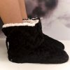 Čierne plyšové papuče s mašličkou Cozy Black