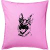 Čiernobiela karikatúra Nemecký ovčiak - Vankúš 50x50 - 50x50 - Vrátane výplne ( Ružová )