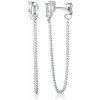 JVD Slušivé strieborné náušnice s retiazkami SVLE2974X61BI00