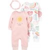 Carter's Set 3dielny overal 2ks čelenka Pink Sun dievča LBB
